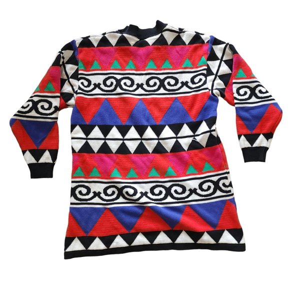Vintage cotton geometric print tunic length sweater - Picture 10 of 10
